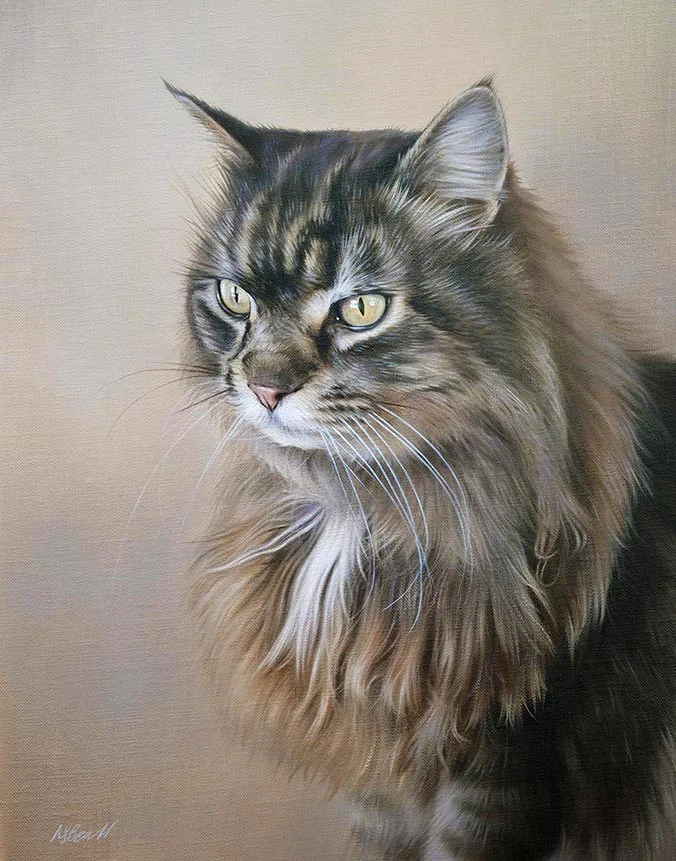 Max the cat, hand-painted oil portrait by Nicholas Beall