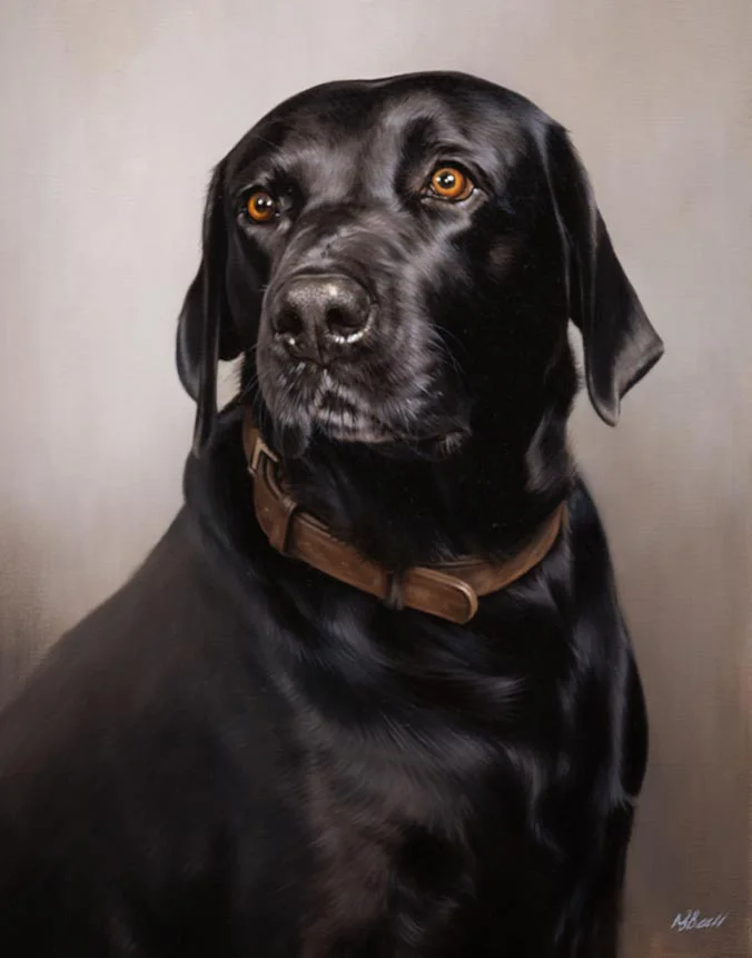 Brhyer Black Labrador dog oil painting by Nicholas Beall