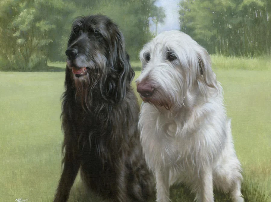 Oscar and Harry dog oil painting by Nicholas Beall