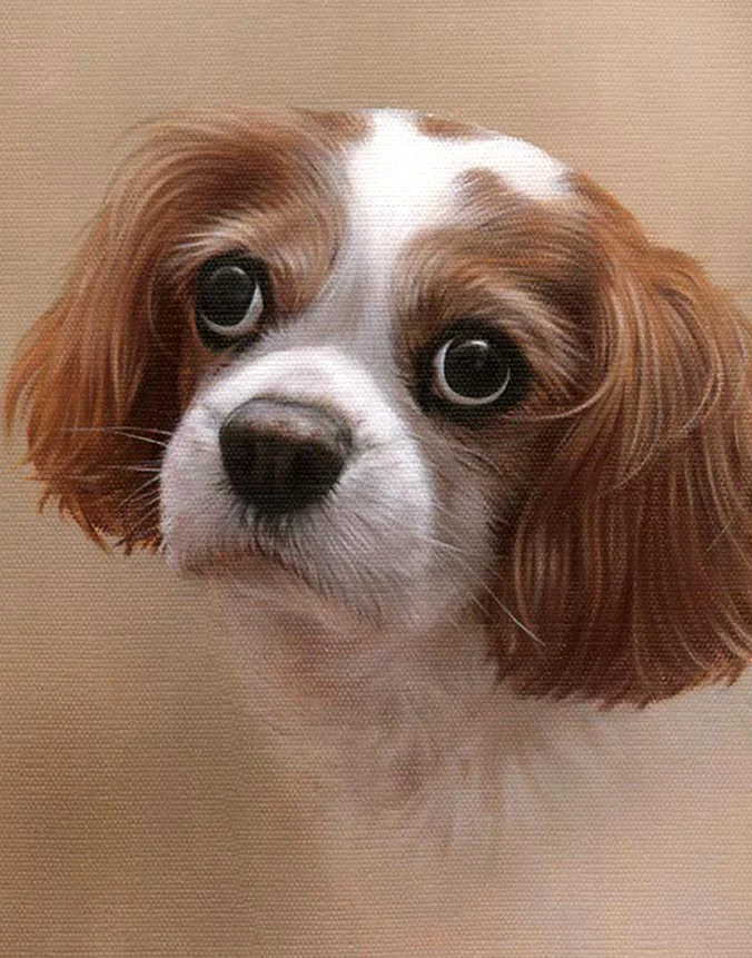Oil portrait of Lucky the dog by Nicholas Beall