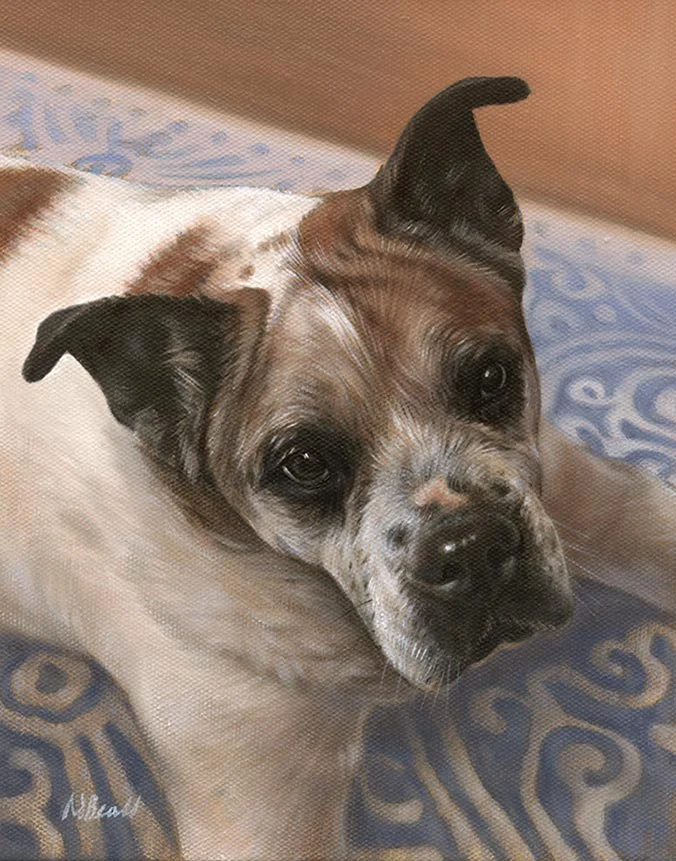 Oil portrait of Mr Bones by Nicholas Beall