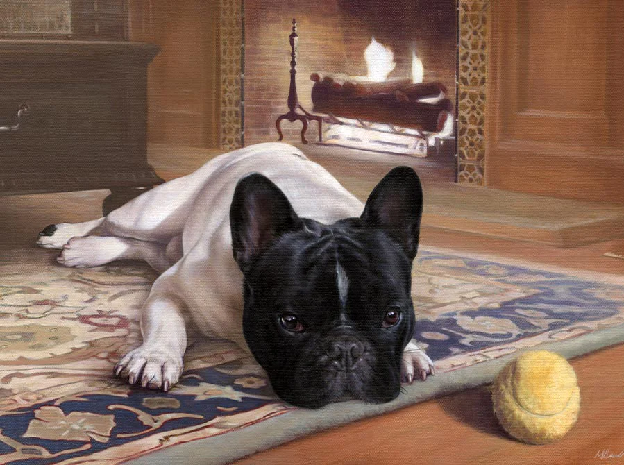 Agarn French Bulldog dog oil painting by Nicholas Beall