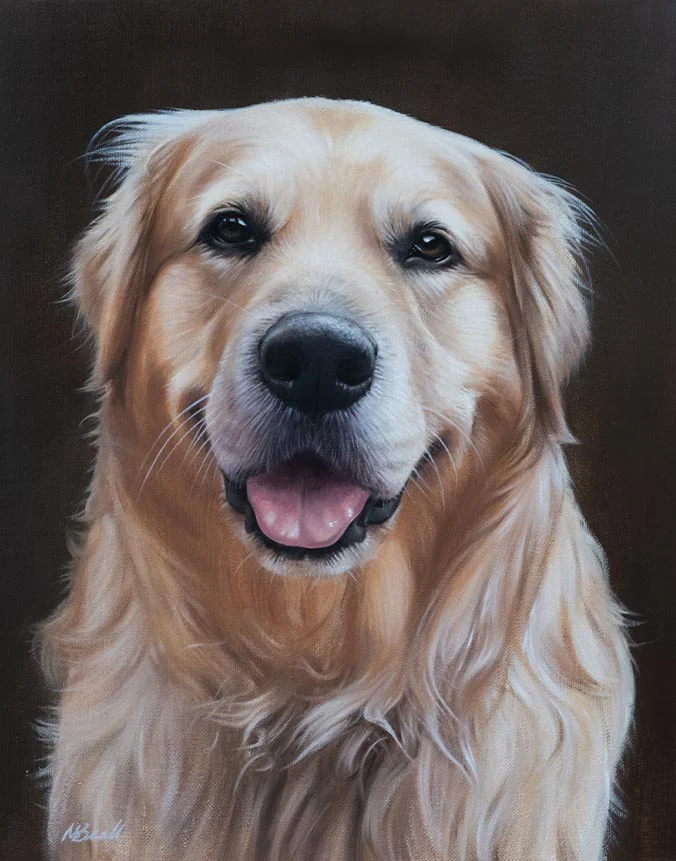 H Golden Retriever dog oil painting by Nicholas Beall