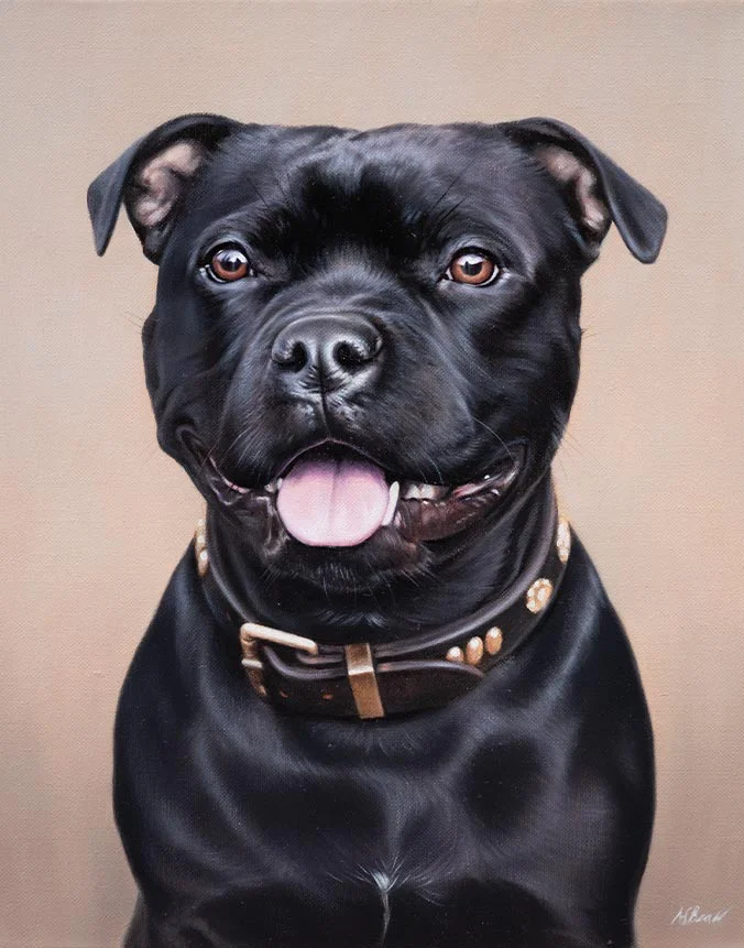 Nell Staffy dog oil painting by Nicholas Beall