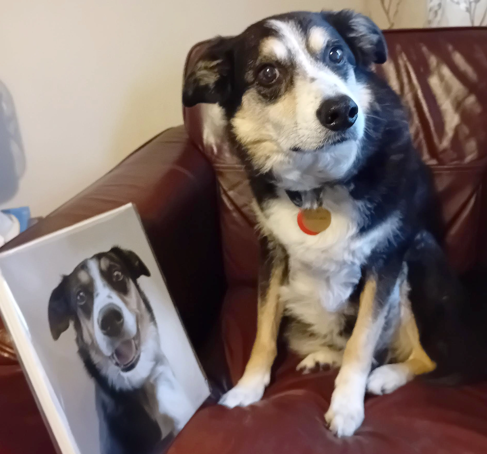 Luke sat with his oil painting commission