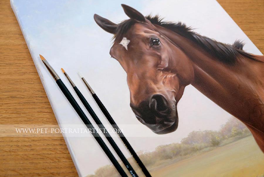 Portrait of Tilly the horse in oils on canvas