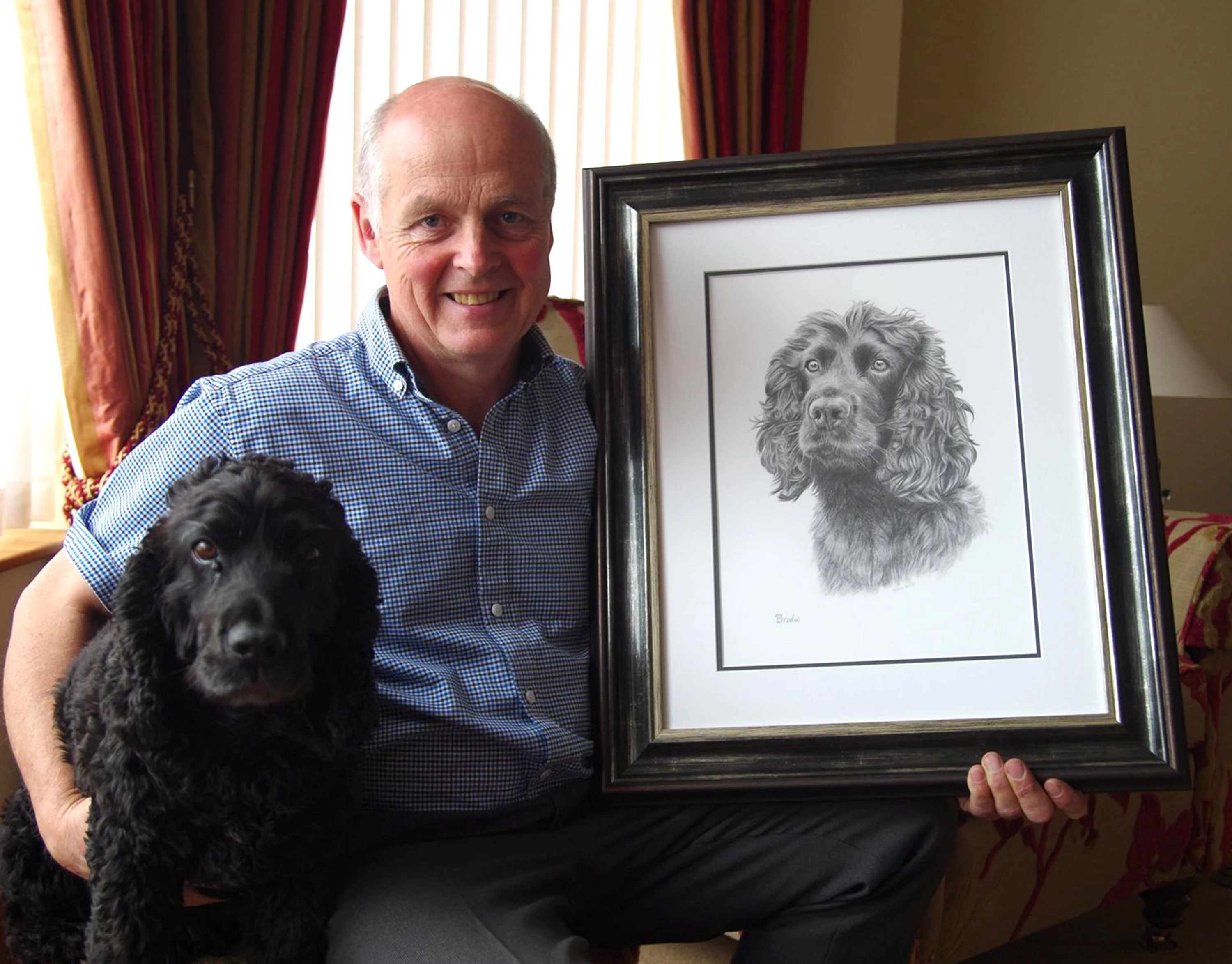 Pencil Pet Portraits of Dogs, Cats & Horses by Melanie Phillips Close-up of a classic pencil drawing of dogs by Melanie Phillips, highlighting intricate detail.