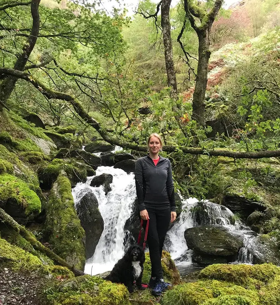 Trail running in West Wales Melanie Phillips trail running on a peaceful woodland path in West Wales.