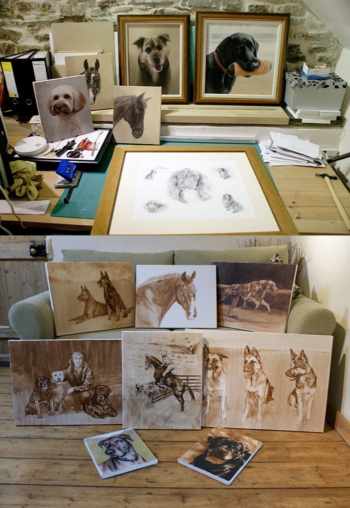 Pet Portraits on the go in 2011 Oil paintings being painted in 2011 by Nicholas Beall